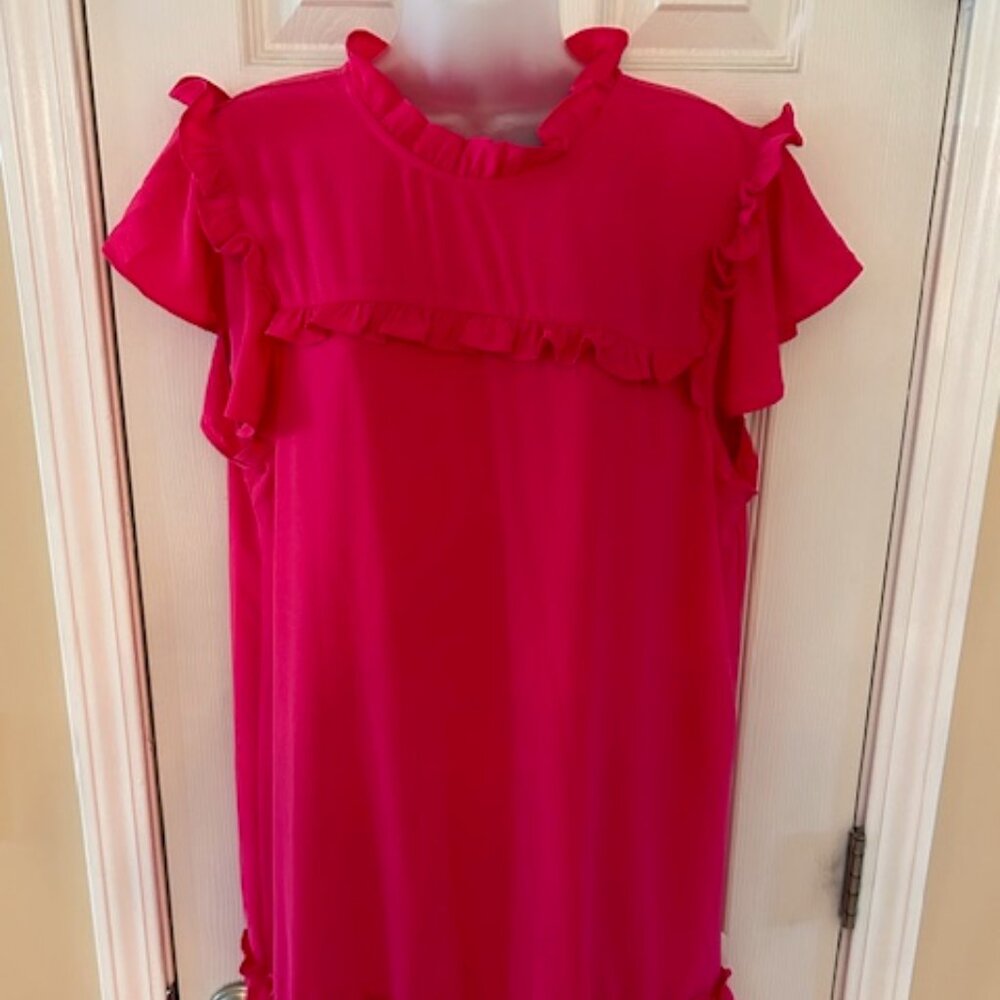 Cece Ruffle Mock Neck Shift Dress